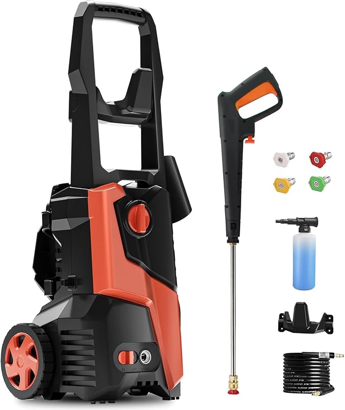 Pressure Washer, Power Washer with Foam Cannon, 4500PSIIMAX, High Pressure Cleaning Machine with Quick Connect Nozzles and 25FT Pressure Hose for Car Patio Driveway Home Outdoor