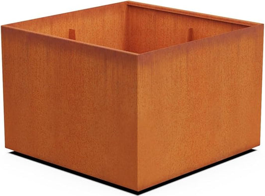 PLANTERCRAFT Corten Steel Planter Square Cube Metal Garden Box Heavy Duty | Made in USA | Fully Assembled | Commercial Residental Outdoor