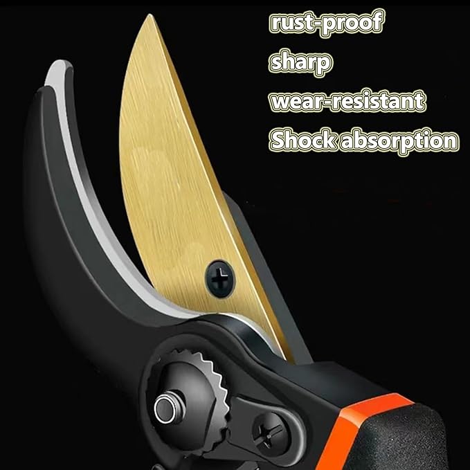 Titanium Coated Pruning Shears Reduce Wrist Fatigue - Cuts 3X Easier, Weak Hand Arthritis Snips, 1 Inch Shear Diameter, Rust Resistant, Strong, Comfortable & Ergonomic Handle