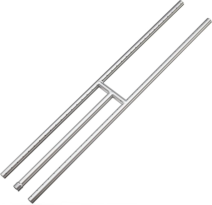 Onlyfire Stainless Steel Fireplace H-Burner for Natural Gas & Propane Fire Pit and Fireplace, 36 x 6 Inch Rectangular DIY Firepit H Burner for Indoor and Outdoor, BTU Max 175,000