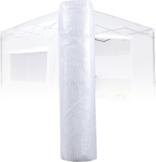EAGLE PEAK Replacement Cover for 8x8 Portable Walk-in Pop up Greenhouse, Front and Rear Roll-Up Zipper Entry Doors and 2 Large Roll-Up Side Windows (Frame Not Included), White