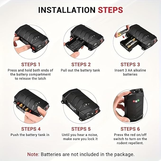 Rodent Repellent for Car Engines, 1 Pack Mice Deterrent for Cars Mouse Repellent Ultrasonic Outdoor, Variable Frequency Ultrasonic&LED Strobe Lights, Keep Mice Out of Car Engines, Rooms, Indoors