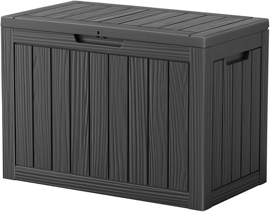Vixzen 46 Gallon Resin Deck Box, Lockable Outdoor Storage Box for Patio Cushions Storage Furniture,Garden Tools, Pool Supplies, Weatherproof and UV Resistant,Black