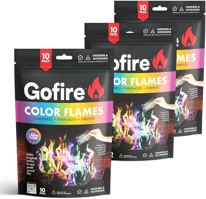 Color Flame Packets - Safe for Indoor & Outdoor Use - 1 Hour Burn for Campfires, Fireplaces, Firepits - No Need to Open Just Drop in (15)