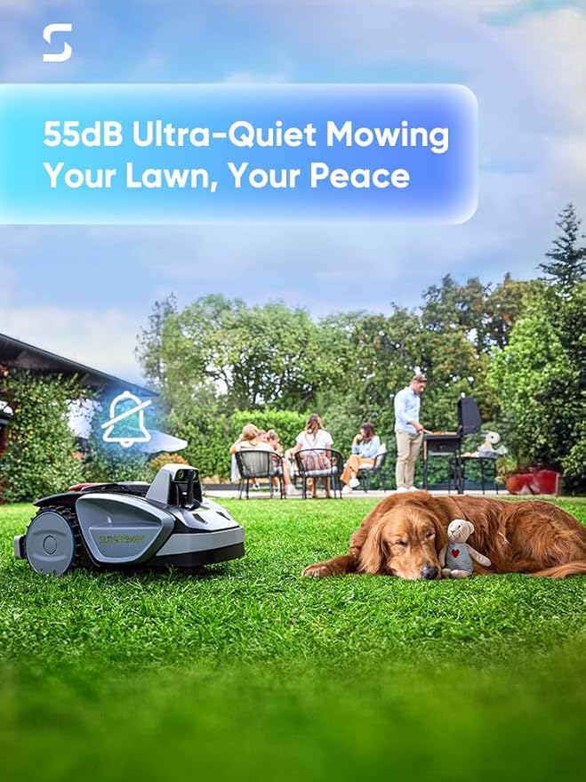 Sunseeker V3 Wireless Robot Lawn Mower 0.15 Acre/ 6,400 Sq. Ft, One-Click Mowing Automatic Lawn Mower, Vision AI Smart Obstacle Avoidance, 42% Slopes, Low Noise, Multi-Zone Navigation, App Control, In