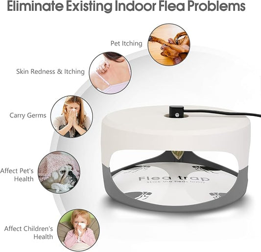4 Pack Flea Traps for Inside Your Home, Original Indoor Flea Light Bed Bug Killer w/ 12 Sticky Pads & 12 Light Bulb Refills Replacement, Odorless Insect Infestation Treatment Trap Lamp for Kid Pet