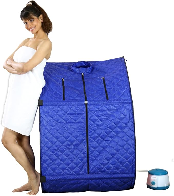 Kawachi Portable Steam Sauna Bath with 1.5L Steam Generator, 750W Power, Blue, Personal Home Spa for Full Body Detox Therapy and Relaxation