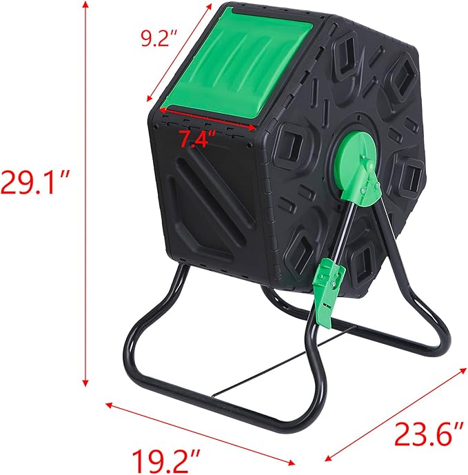 BBBuy Compost Bin Tumbling Composter Rotating w/Sliding Doors Compost Bin, Single Chamber Heavy Duty Outdoor Gardening Composting Tumblers Garden Yard (18.5 Gallon, Black)