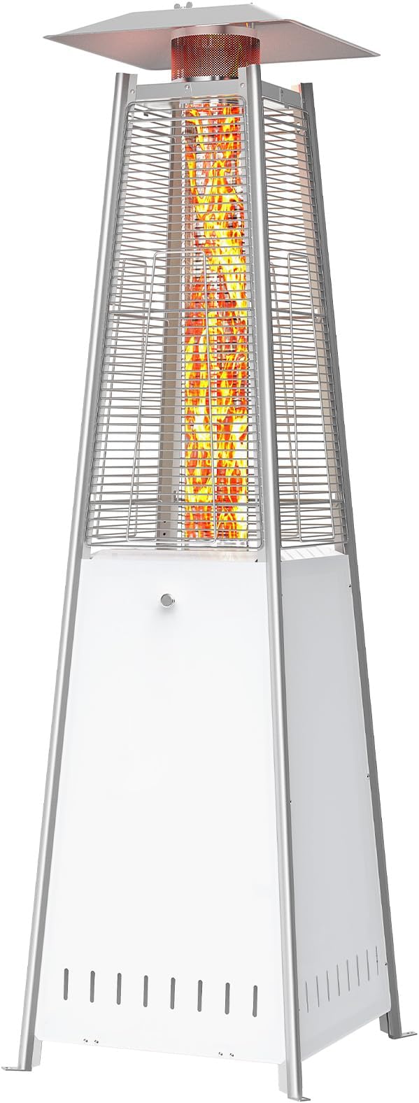OLIXIS LED Pyramid Patio Heater, 48000 BTU Outdoor Heater with Wheels and Ignition, LED Propane Patio Heater for Home, Backyard, Garden,Deck and Patio