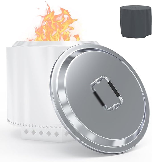 27" Fire Pit Lid with Handle for Solo Stove Yukon 1.0 / 2.0 Fire Pit, Stainless Steel Fire Pit Hard Cover with Fire Pit Cover, Camping Stove Accessories for Other 27" Outdoor Low Smoke Stoves