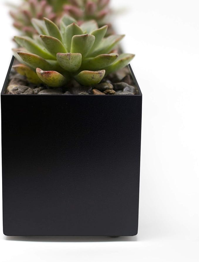 Buhbo Modern Steel Trough Rectangle Planter 16 inch, Black