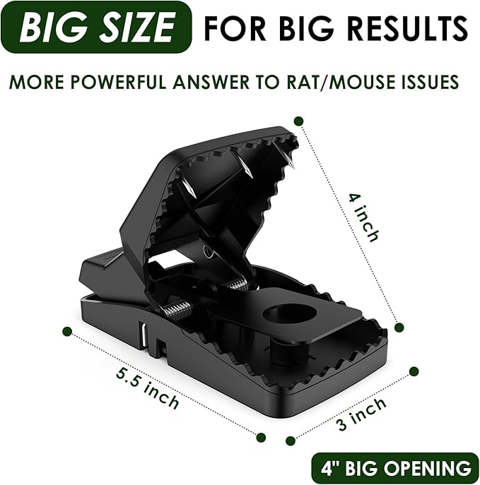 8-Pack Unstoppable Rat Trap with Steel Fangs, Stronger Large Mouse Snap Traps That Kill Instantly, Dispatch More Rodents Faster, Indoor & Outdoor Use and Reusable
