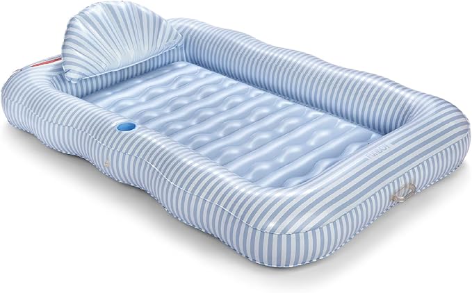 FUNBOY Tanning Pool Lounger Float, XL 72'' x 48'' Pool Float with Custom Pillow and Large Cup Holder, Perfect for Pool or Backyard.