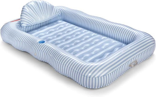 FUNBOY Tanning Pool Lounger Float, XL 72'' x 48'' Pool Float with Custom Pillow and Large Cup Holder, Perfect for Pool or Backyard.