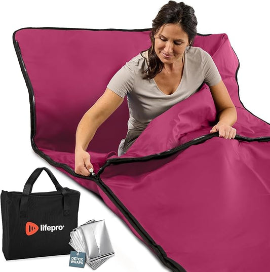Lifepro Infrared Sauna Blanket for Detox & Relaxation – Low EMF Carbon Fiber Heating, 9 Temp Levels, 5 Colors – Portable Full Body Sauna Blanket Infrared with Waterproof Interior & Carry Bag