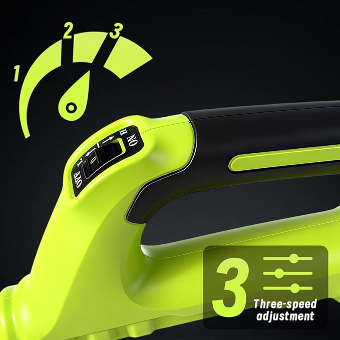 Cordless Leaf Blower, 21V Leaf Blowers, 580CFM/180 MPH Brushless Motor and 3-Speed Electric Blower, with 2 Lightweight Batteries 3.0Ah & Charger Gutter Cleaning for Garden Yard Patio