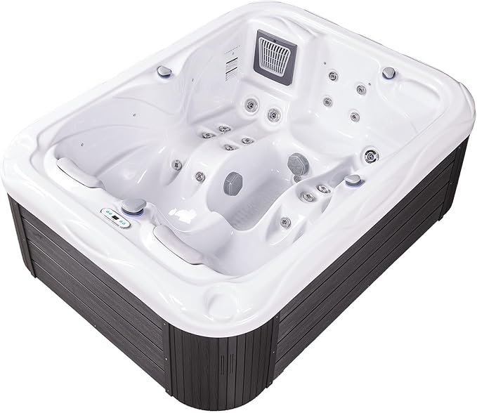 Bueno Spa Atlanta 3 - Person 37- Jet Acrylic Hot Tub in Ice White with New Arctic Max Insulation, Ozonator, and Cover in Ice White