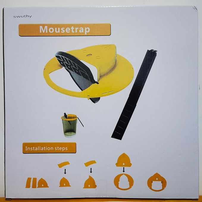 Mouse Trap Bucket Flip Lid, Auto-Reset Multi-Catch Bucket Mouse Trap Lid for 5 Gallon Bucket, Humane Indoor Outdoor Use, Detachable & Sturdy (Yellow)