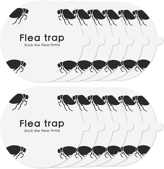Flea Trap Sticky Pads Refills, 12 Pack 7.1 Inch Round Replacement Glue Boards Refill Discs for Most Flea Light Trap for Inside Your Home, Non-Toxic Family Pet Safe Sticky Board for Indoor Bed Bug Lamp