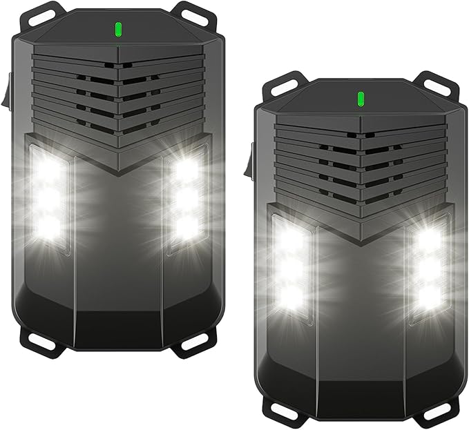 Ultrasonic Repellent Mouse for Cart- Under Hood Battery Powered Plug-in Device, Repels Mice, Rats & Squirrels from Vehicle Engine, Garage, Indoor Outdoor Areas - 2 Pack