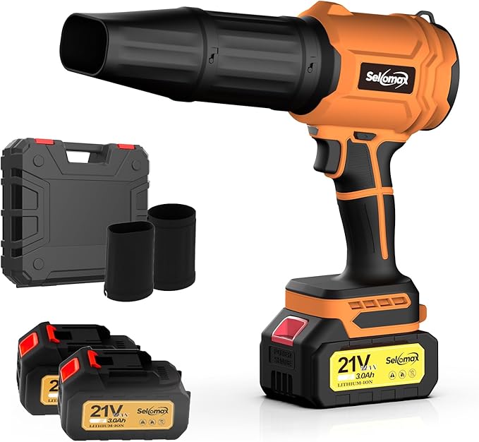 Leaf Blower Cordless with Battery and Charger,Mini&Portable Handheld Blower for Lawn Care High Power 21V 2X3.0Ah Batteries 2 Extended Tubes Lightweight Turbo Jet Sopladora De Hojas