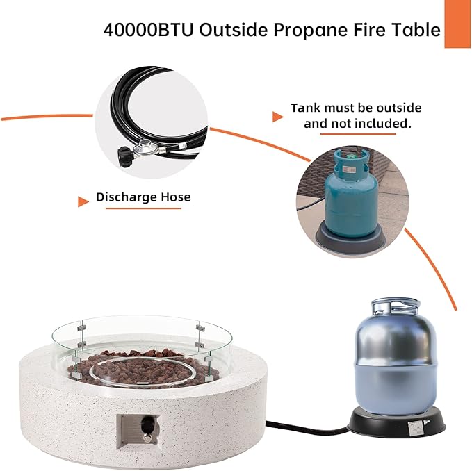 HOMPUS Outdoor Round Propane Fire Pit Table, 41''x12'' Fire Table w Wind Guard & 20lb Tank Cover Table, 50000 BTU Fire Pit w Free Waterproof Cover & Fire Stone for Patio, Garden, Colorful Terrazzo