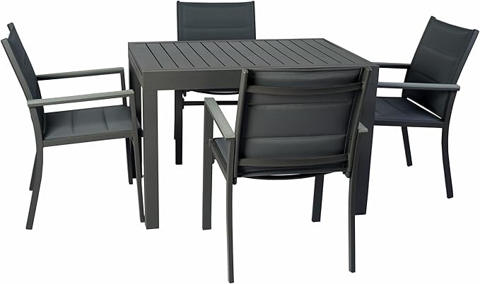 Kozyard 7 Piece Outdoor Patio Dining Set for 6 Person, Coolmen Patio Dining Table 6 Pack Dining Chair with Gray Frame for Backyard, Porch, Deck, Garden (Gray)