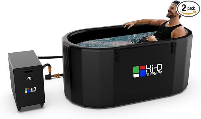 Hi-Q Therapy Cold Plunge Tub with Chiller, Inflatable Ice Bath Tub with 1Hp Water Chiller, Pump, Hoses & Connectors, Powerful Plunge Kit for Outdoor & Indoor Use