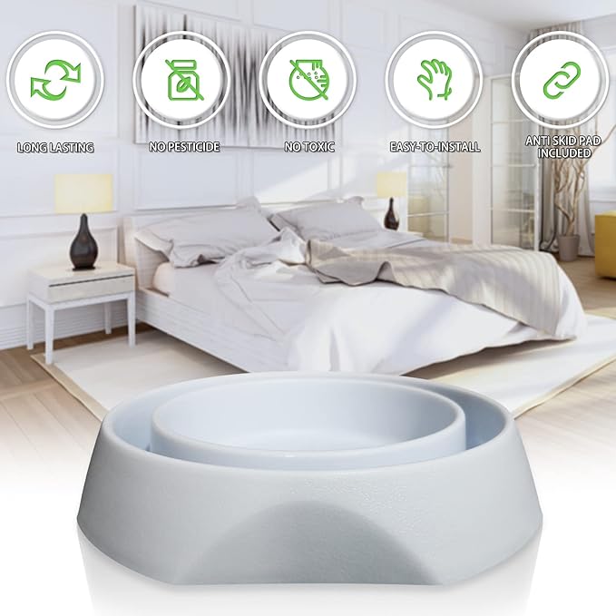 Bed Bug Interceptors Traps | Insect Trap, Monitor, and Detector for Bed Legs with Anti Skid Pads Included (White - 8 Pcs)