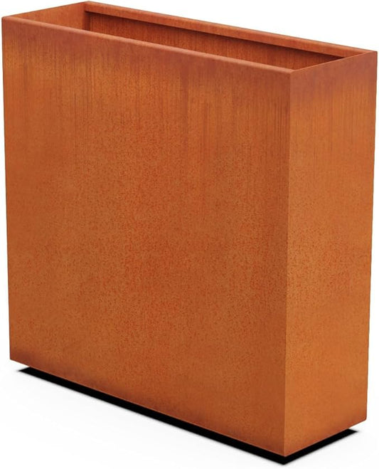 Plantercraft Large Rectangular Planters for Outdoor Plants – 36x12x36 Inch Tall Corten Steel Planter | Metal Outdoor Planter Box for Patio Privacy & Modern Landscape Design | Fully Assembled
