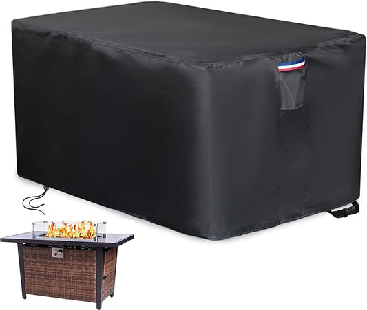 Rectangular Fire Pit Cover, 64 x 30 inch 600D Waterproof Outdoor Propane Gas Fire Table Covers Patio Deck Box Storage Bench Cover