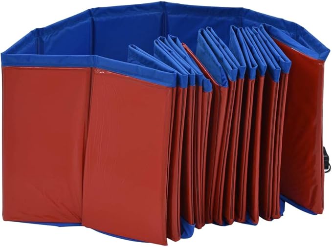 Foldable Dog Swimming Pool, Foldable Pet Swimming Pool, Portable Dog Pool, Bath Pool Collapsible Dog Pet Pool Bathing Tub, 63"x11.8" PVC Red