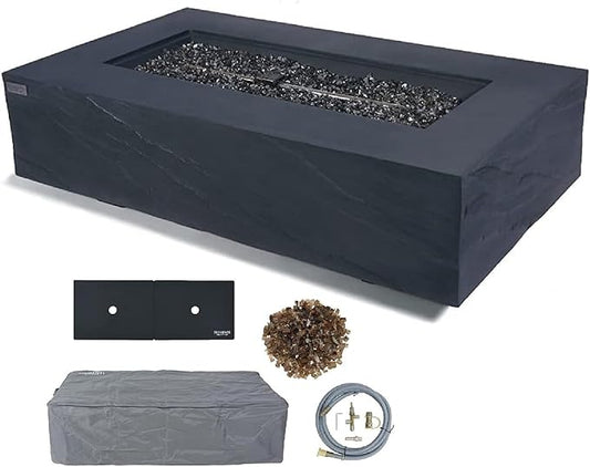 AMS Fireplace | Elementi Plus | Cape Town | 56" Rectangular Slate Black Concrete Natural Gas Fire Pit Table