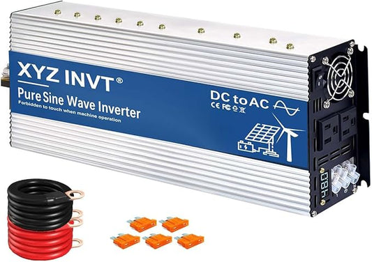 3000W Pure Sine Wave Inverter 48V to 120V AC, 6000W Peak Power, Power Converter for Solar System, Off-Grid Home, RV, Truck & Camping
