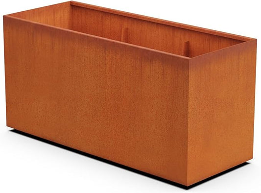 Plantercraft Large Rectangular Planters for Outdoor Plants 60x24x30 | Extra Large Corten Steel Planter Box for Commercial & Residential Landscaping | Heavy Duty Metal Planter, Arrives Fully Assembled