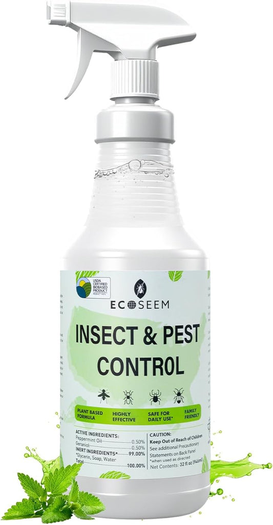Peppermint Oil Spray for Bugs, 32 Oz Insect & Pest Control Spray for Bed Bug, Ants, Mite and Flea, All Natural Plant Extract Based Spider Repellent Indoor, Child & Pet Safe