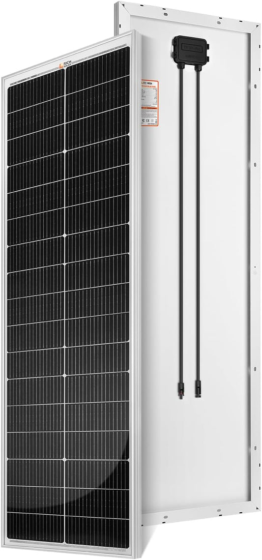 RICH SOLAR MEGA 100 Slim 100 Watt 12 Volt Monocrystalline Solar Panel for RV, Trailer, Motorhome