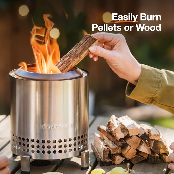 Solo Stove Mesa XL, 7 Inch Tabletop Fire Pit with Stand - Smokeless, Stainless Steel Fire Pit for Camping, Outdoor & Patio- Wood Burning or Pellet Fueled Portable Bonfire, 2.3lbs, Ash