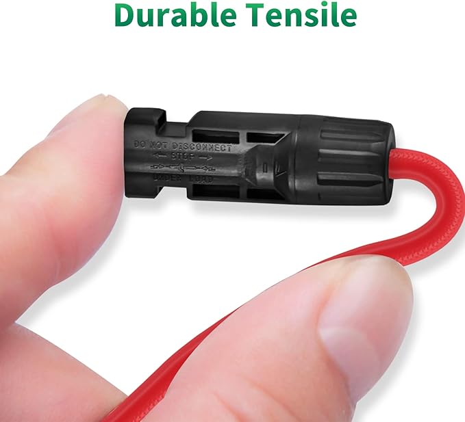 SOYAN 3.3 Feet 10AWG Solar Extension Cables Fitted with Connectors (Red & Black)