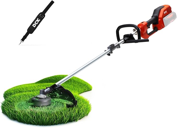 Powerful String Trimmer & Edger - 15-Inch Telescopic Carbon Fiber Straight Shaft Cordless Weed Wacker with Wrench and Shoulder Strap (Tool Only)