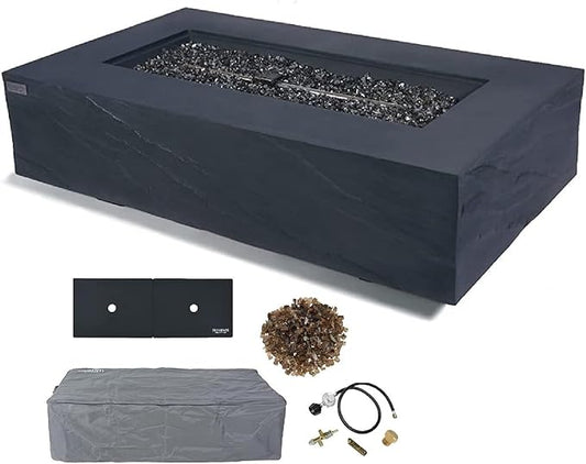 AMS Fireplace | Elementi Plus | Cape Town | 56" Rectangular Slate Black Concrete Propane Gas Fire Pit Table