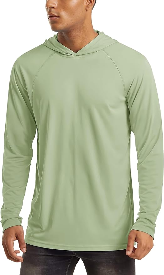 MAGCOMSEN Men's Hooded UPF 50+ Sun Protection T Shirts Long Sleeve Athletic Fishing Shirts Rash Guards