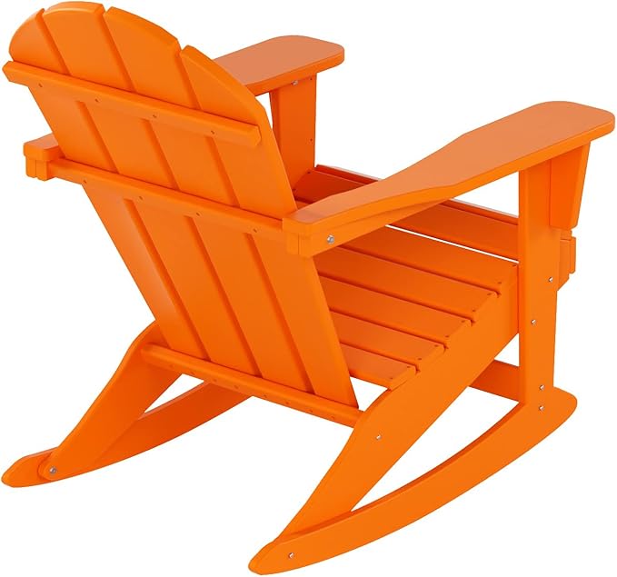 WestinTrends Malibu Outdoor Patio Porch Rocking Adirondack Chair (Set of 4), Orange