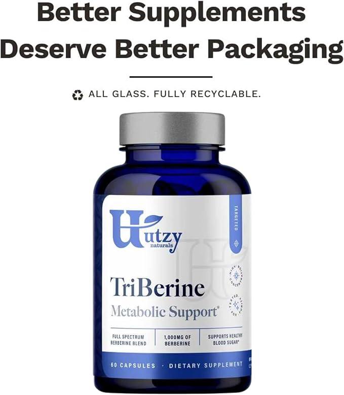 Utzy Naturals TriBerine | 1,000 mg of Full Spectrum Berberine | 60 Capsules
