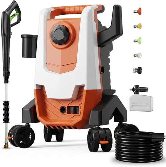 Pressure Washer, Power Washer with Foam Cannon,4 Quick Connect Nozzles, 23FT Hose High Pressure Washer for Cars, Fences, Patios, and Driveway