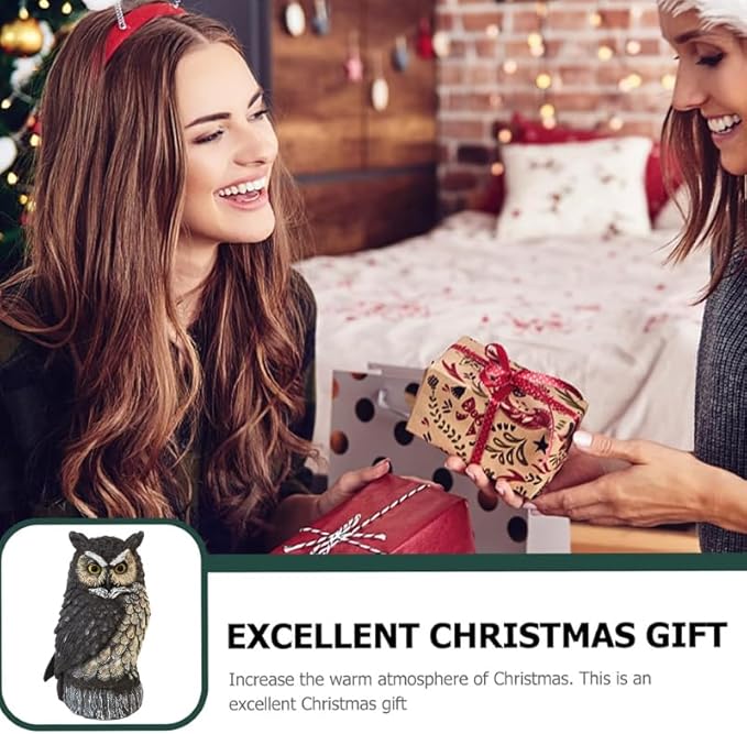 VV-Ladybug Solar Powered Owl Garden Statue Outdoor Decoration with Solar Lights Sculpture for Porch Patio Lawn and Yard Decoration Christmas Housewarming Gift for Mom