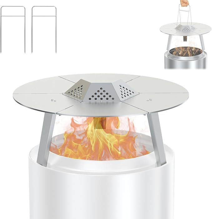Heat Deflector for Solo Stove Bonfire 19.5" Accessories, Portable Heat Diffuser for Solo Stove Bonfire 2.0 for Firepit Captures & Redirects Warmth, 304 Stainless Steel Diffuser with Carrying Handle