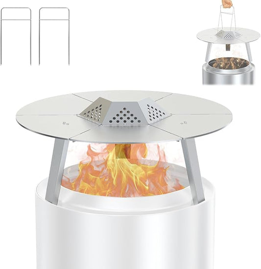 Heat Deflector for Solo Stove Bonfire 19.5" Accessories, Portable Heat Diffuser for Solo Stove Bonfire 2.0 for Firepit Captures & Redirects Warmth, 304 Stainless Steel Diffuser with Carrying Handle