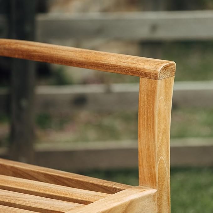 TITAN GREAT OUTDOORS Ash & Ember Sage Grade A Teak Classic Stacking Armchairs, Weather Resistant Premium Solid Wood Patio Lounge Chair with Intricate Back Support (6 Pack)