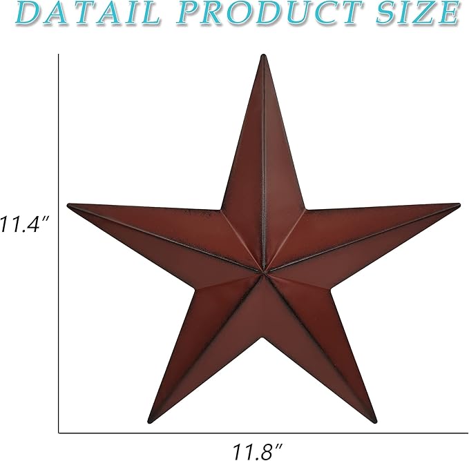 JoyEvy 12" Metal Barn Star Wall Decor-American Flag Stars for Outside Or Inside of House-Iron Texas Metal Star Rustic Vintage Western Country Home Farmhouse Wall Art Decorations (Set of 3)